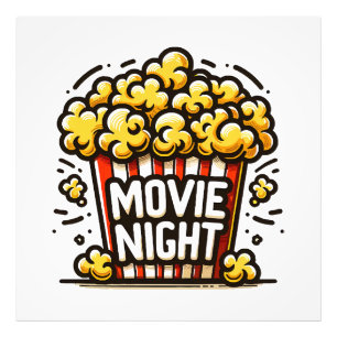 Movie Night Delight Speelse Popcorn Foto Afdruk