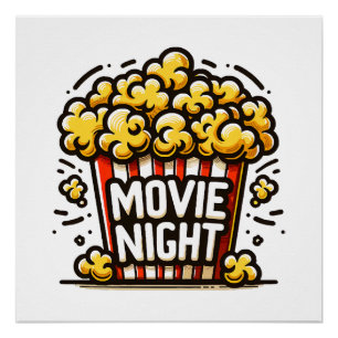 Movie Night Delight Speelse Popcorn Perfect Poster