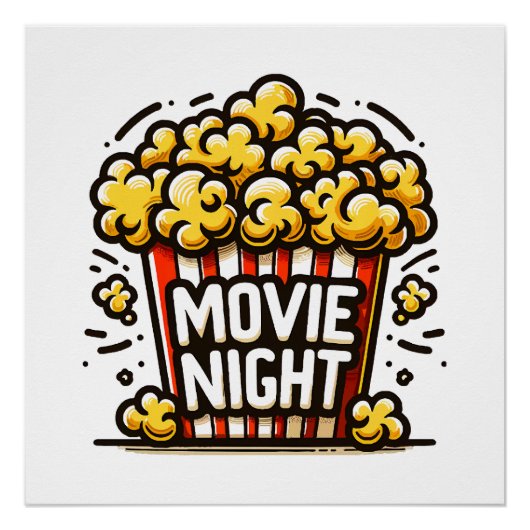 Movie Night Delight Speelse Popcorn Perfect Poster (Voorkant)