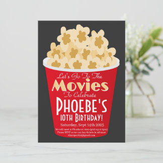 Movie Night Invitation PopCorn Birthday Invitation Kaart