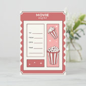 Movie Night Invitation Sjabloon met Popcorn (Staand voorkant)