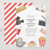 Movie Night Kids Birthday Party Invitation (Devant / Derrière)