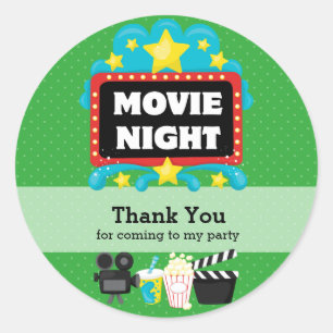 Movie Night * Kies achtergrondkleur Ronde Sticker