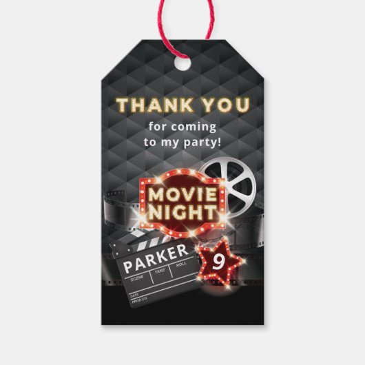 Movie Night Luxe Verjaardag Dank u Cadeaulabel (Voorkant)