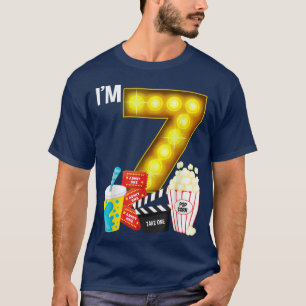 Movie Night Party 7th Birthday Movie Theme Kinder T-shirt