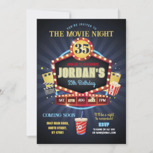 Movie Night Party Verjaardag Popcorn Film Kaart