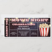 Movie Night Ticket Verjaardag Uitnodiging (Voorkant)
