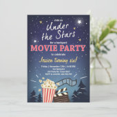 Movie Night Verjaardag Uitnodiging Onder de Sterre (Staand voorkant)