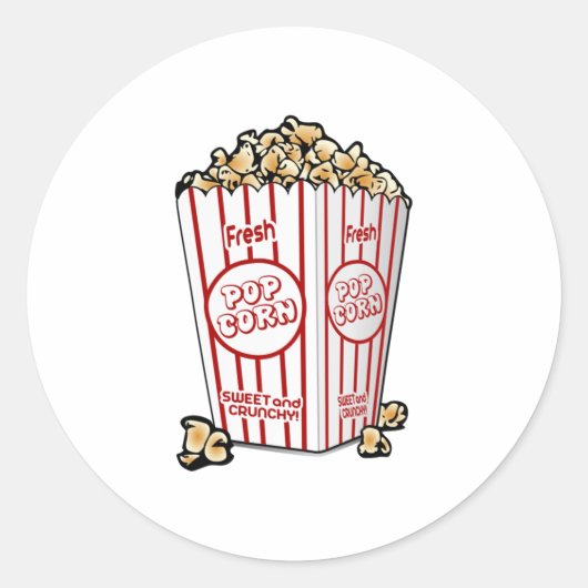 Movie Popcorn Ronde Sticker (Voorkant)