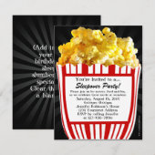 Movie Popcorn Sleepover Personnalisé Invitations d (Devant / Derrière)