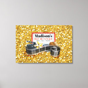 MOVIE STAR Bat Bar Mitzvah Sign In Memory Board Canvas Afdruk
