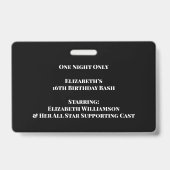 Movie Star Birthday Bash VIP Pass Badge (Achterkant)