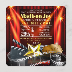 MOVIE STAR HOLLYWOOD Bat Mitzvah Uitnodiging