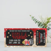 Movie Ticket Birthday Uitnodiging (Staand voorkant)