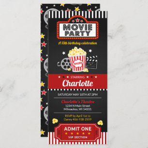 Movie Ticket Invite, Movie Night Invitation