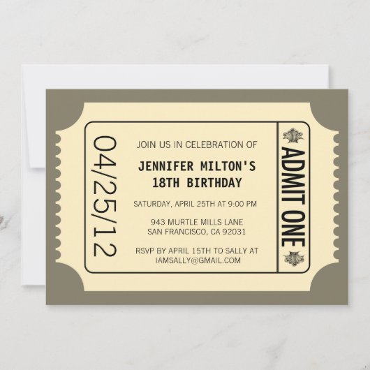 Movie Ticket Kaart (Voorkant)