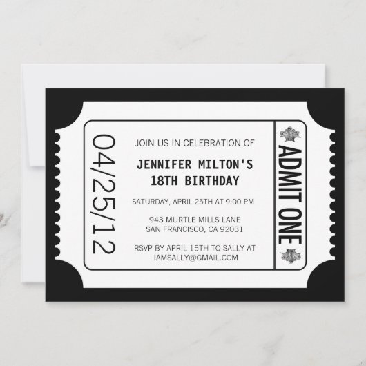 Movie Ticket Kaart (Voorkant)