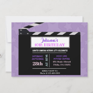 MOVIES CLAPBOARD Birthday Party Invitation Kaart