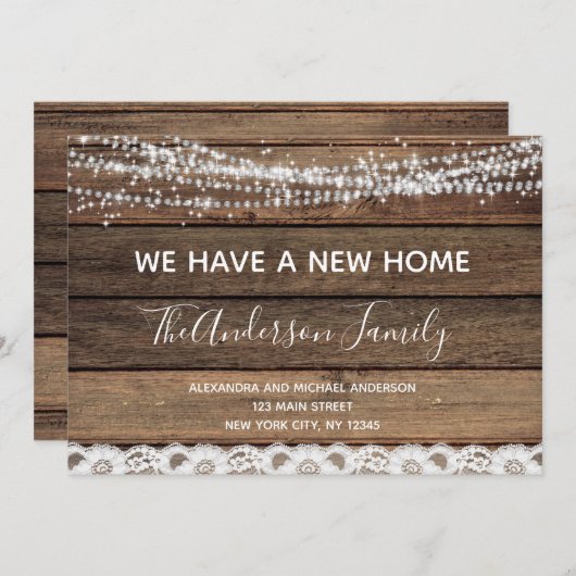 Moving aankondiging rustieke boerderij hout (Voorkant / Achterkant)