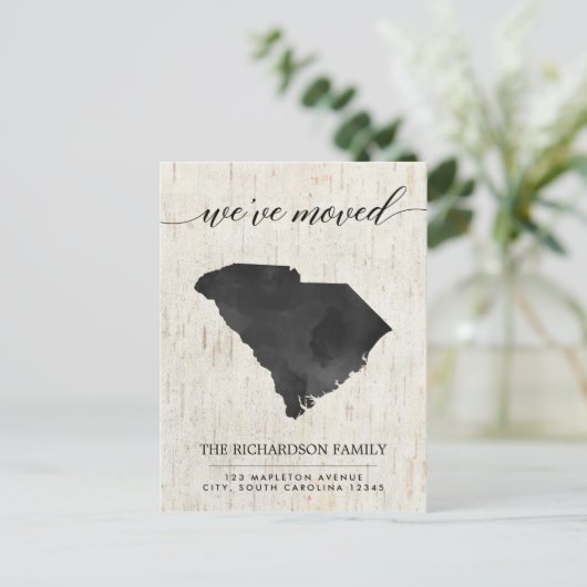 Moving aankondiging, Zuid-Carolina staatsterrustic Uitnodiging Briefkaart (Staand voorkant)
