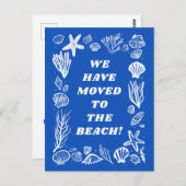 MOVING ANNOUNCEMENT ADDRESS Blue Seashells Beach Briefkaart (Voorkant / Achterkant)