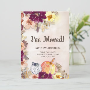 Moving Announcement Herfst Autumn Pumpkins Floral Aankondiging
