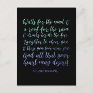 Moving Announcement Irish Blessing Briefkaart Blac