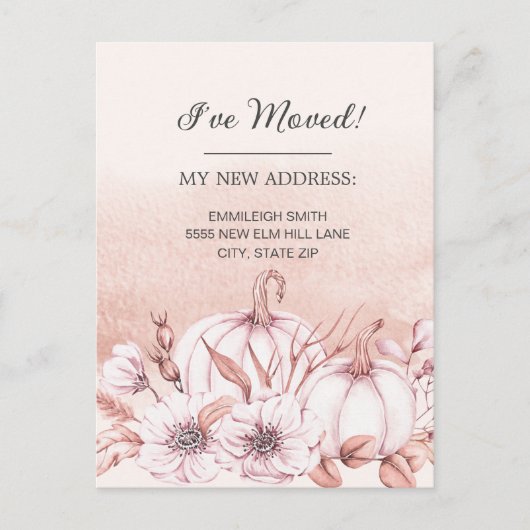 Moving Announcement Rustic White Pumpkins Sinaasap Briefkaart (Voorkant)