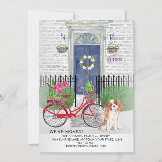 Moving Cavalier King Charles Bicycle New Home   Aankondiging (Voorkant)