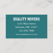 Moving Company, Carte de visite (Dos)