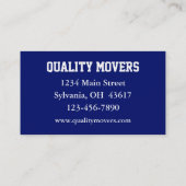 Moving Company, Carte de visite (Dos)