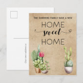 Moving Faire-part Adresse Home Sweet Home Cactus (Devant / Derrière)