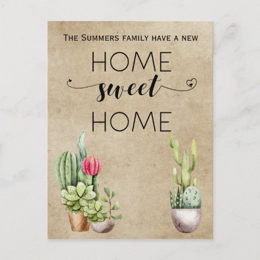 Moving Faire-part Adresse Home Sweet Home Cactus (Devant)