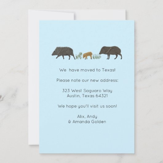 MOVING FAIRE-PART Javelina Famille Sud-Ouest (Dos)