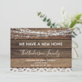 Moving Faire-part Rustic Farmhouse Wood (Debout devant)