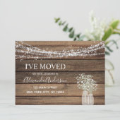 Moving Faire-part Rustic Farmhouse Wood (Debout devant)