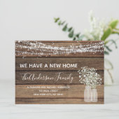 Moving Faire-part Rustic Farmhouse Wood (Debout devant)