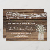 Moving Faire-part Rustic Farmhouse Wood (Devant / Derrière)