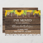Moving Faire-part Rustic Sunflower Wood (Devant / Derrière)