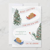 Moving Sleds Winter Snowman Bewegende Aankondiging (Voorkant)