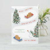 Moving Sleds Winter Snowman Moving Faire-part (Debout devant)