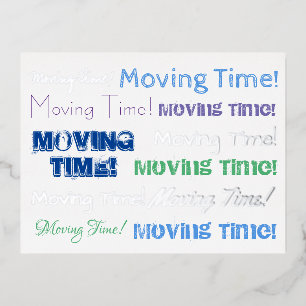 Moving Time kleurrijke typografie met folie Feestdagen Briefkaart
