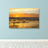 Möwen im Sonnenuntergang Canvas Afdruk (Insitu (Houten vloer))