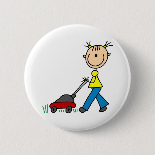 Mowing Grass Stick Figuur Button (Voorkant)