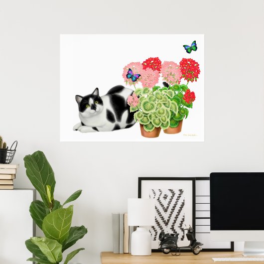 Moxie Cat en Butterflies Print (Thuiskantoor)