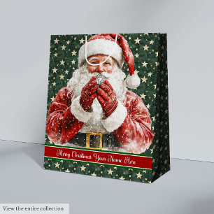 Moyen Aquarelle Santa Claus Gite Sac cadeau personnalisé
