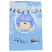Moyen Baby Boy sur Clothesline Medium Cadeau Sac (Devant)