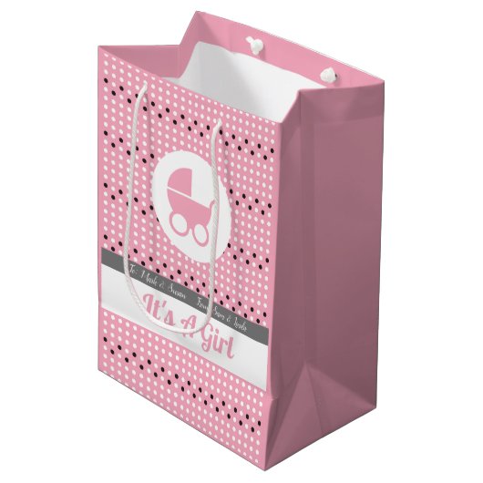 Moyen Bébé Fille cadeau Sac avec poussette (Devant Angle)
