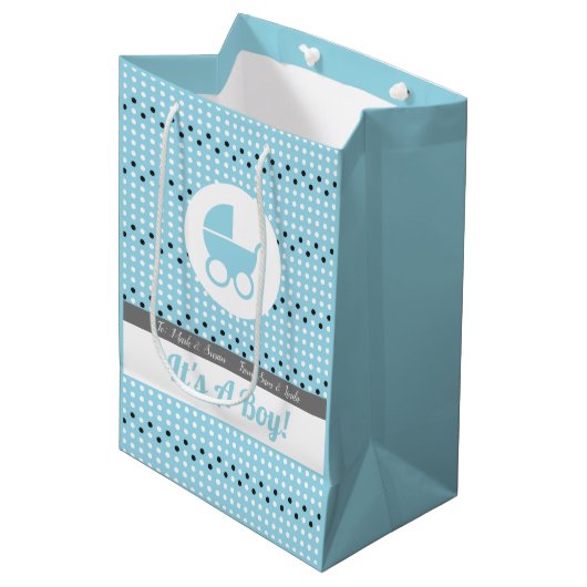 Moyen Bébé Garçon cadeau Sac avec poussette (Devant Angle)