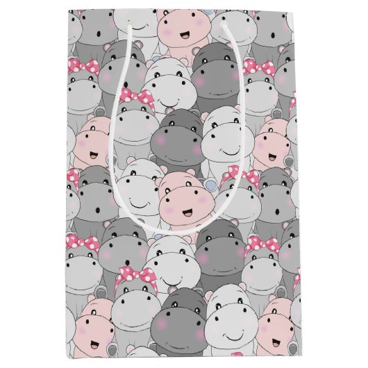 Moyen Bébé mignon Hippopotame Sac cadeau (Devant)